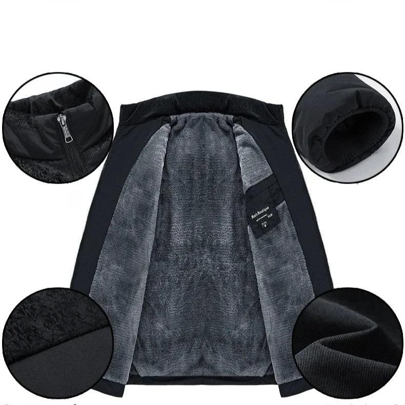 Elegant og varm menns vinterparkas med fortykket plysjfor. Perfekt herrejakke for kaldt vær.