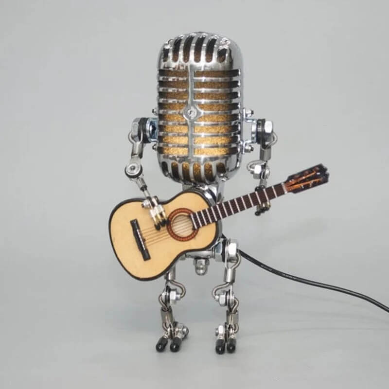Justerbar mikrofonrobot bordlampe med LED, ideell for fleksibel belysning på skrivebordet.