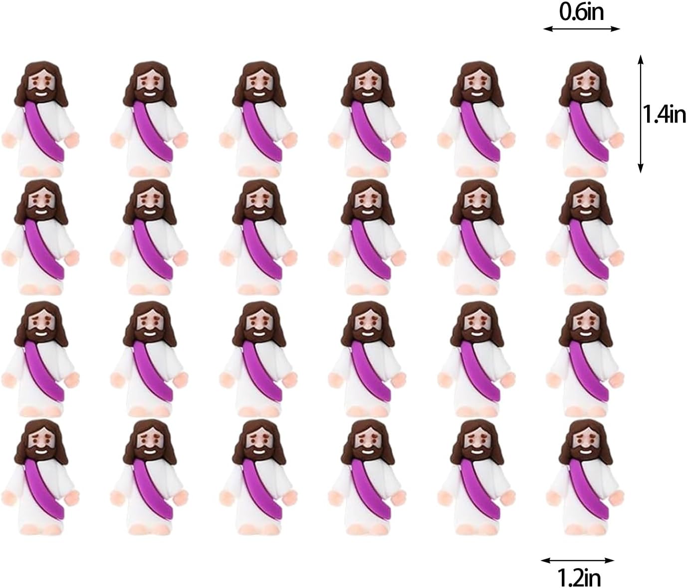 "Mini Jesus-figur i PVC, detaljert påskepynt i miniatyr, robust og holdbar, ideell for religiøs dekorasjon."