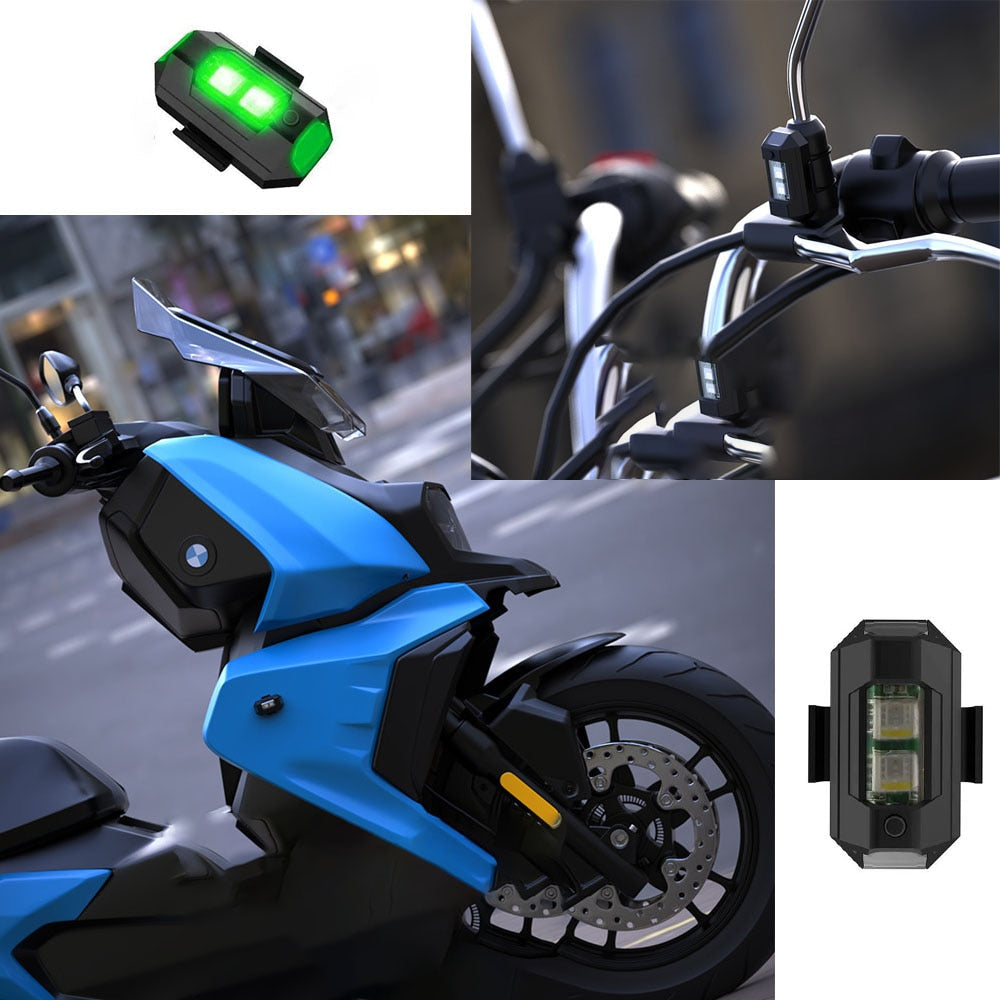 Liten og lett LED blinklys for sykkel eller drone. Enkel montering, oppladbar for langvarig bruk.