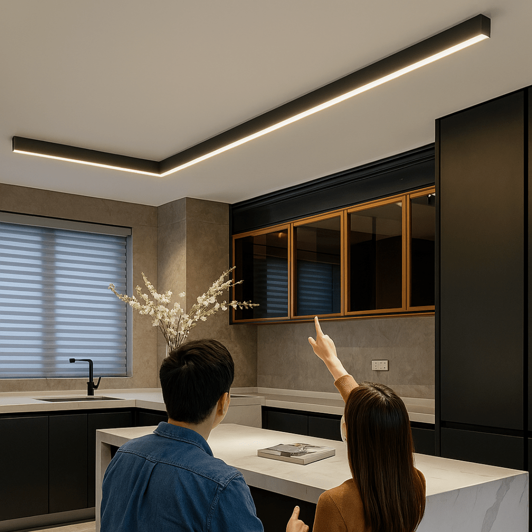 Energieffektiv LED taklampe med fjernkontroll. Justerbar lysstyrke for stue, soverom og moderne rom.