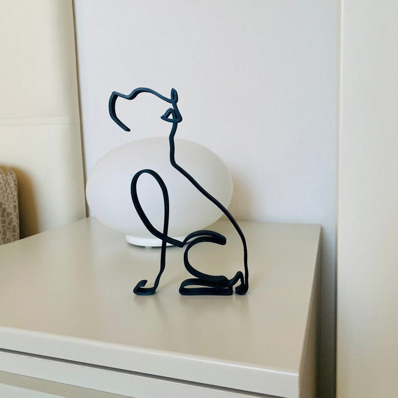 Metallisk hundefigur silhuett, abstrakt dekorasjon for rene linjer