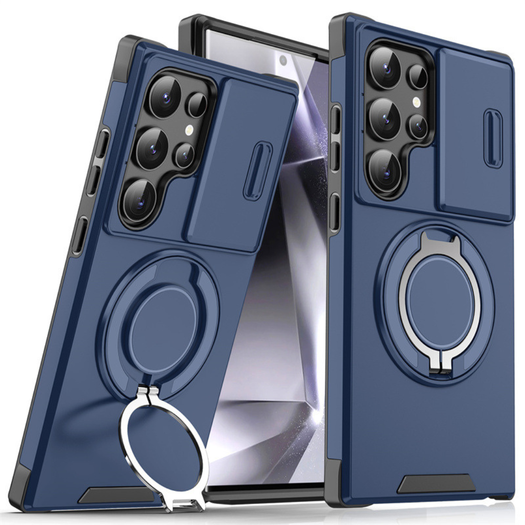 Stilig Samsung telefondeksel med MagSafe, ringholder og solid beskyttelse mot støt