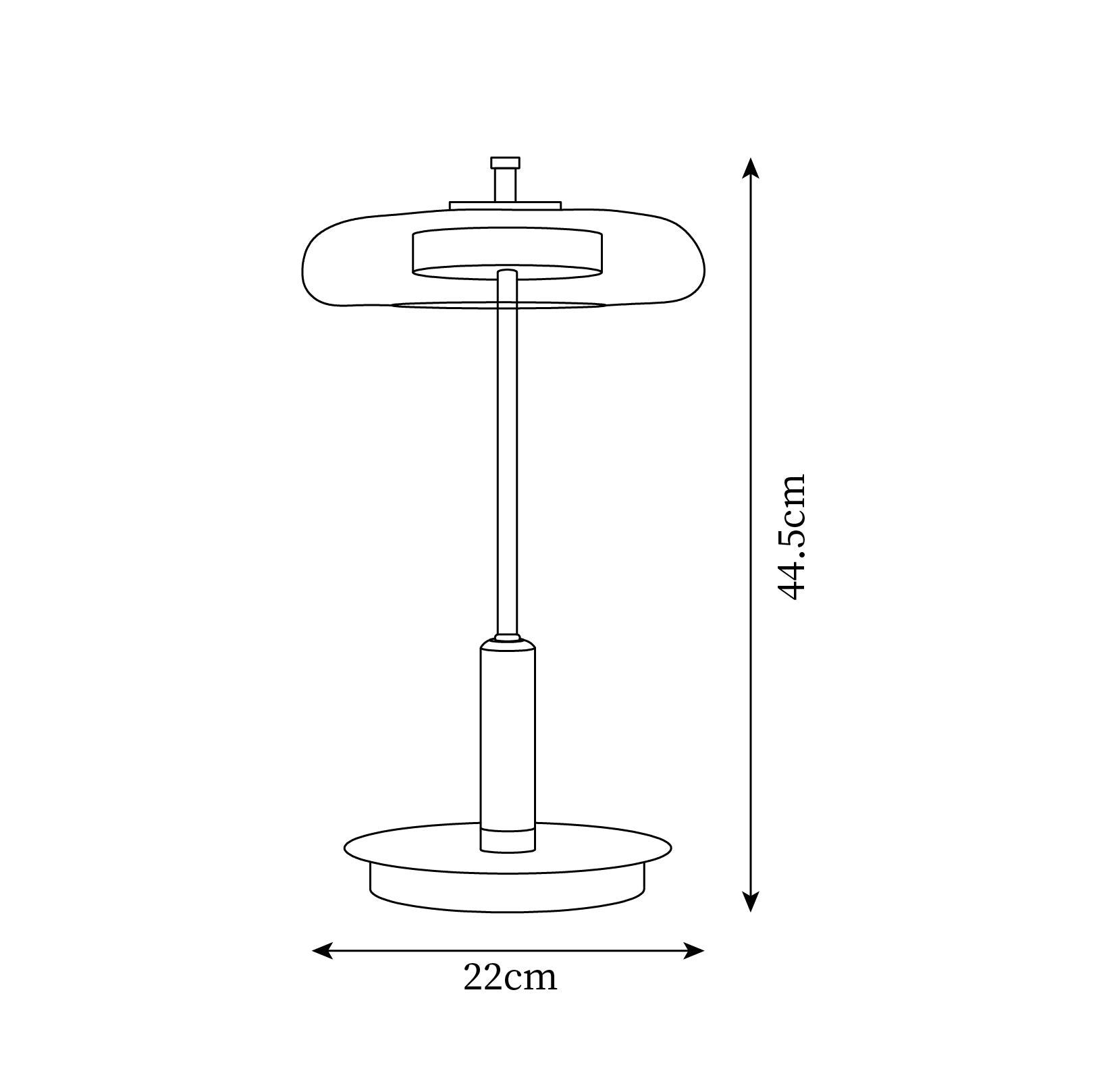 "Moderne bordlampe med elegant LED-lys, kombinerer glass og metall for et stilrent uttrykk, perfekt for stuebordet."