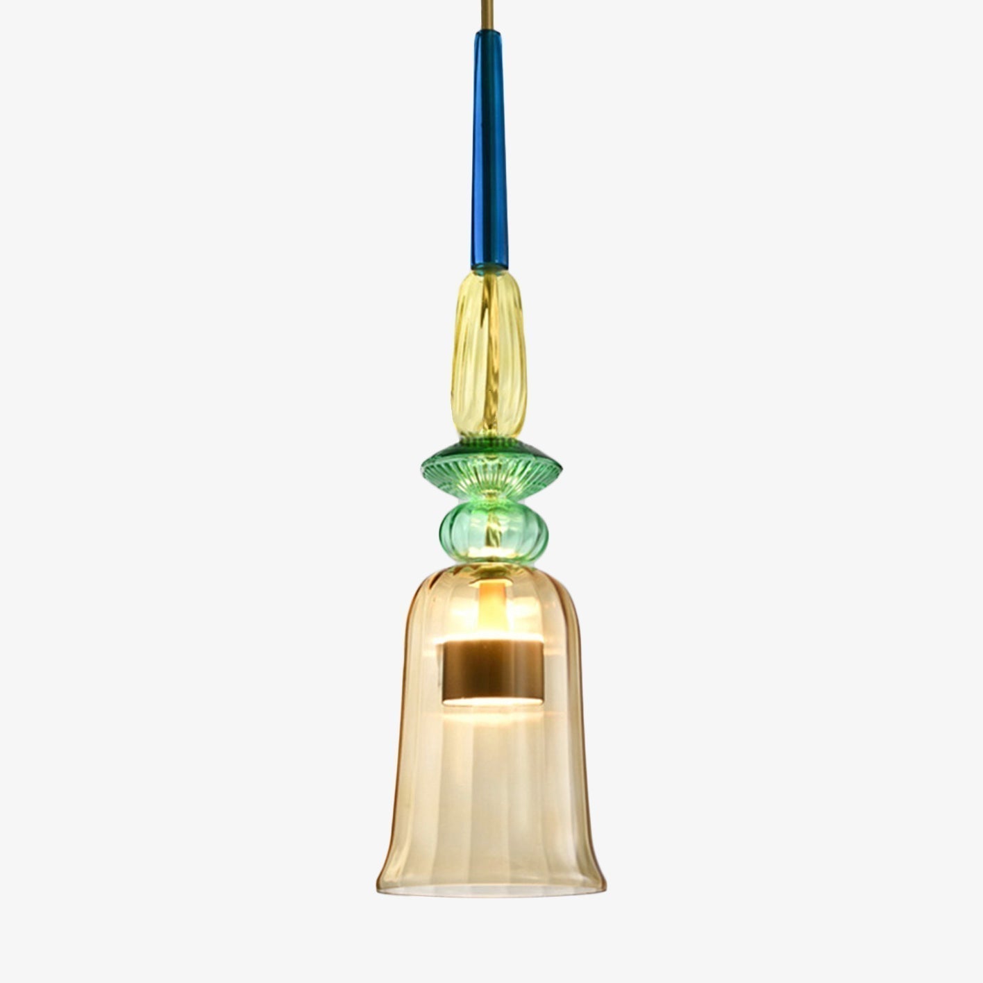 Stilfull fargerik pendellampe, et blikkfang i ethvert moderne hjem. LED-taklampe som kombinerer form og funksjon.