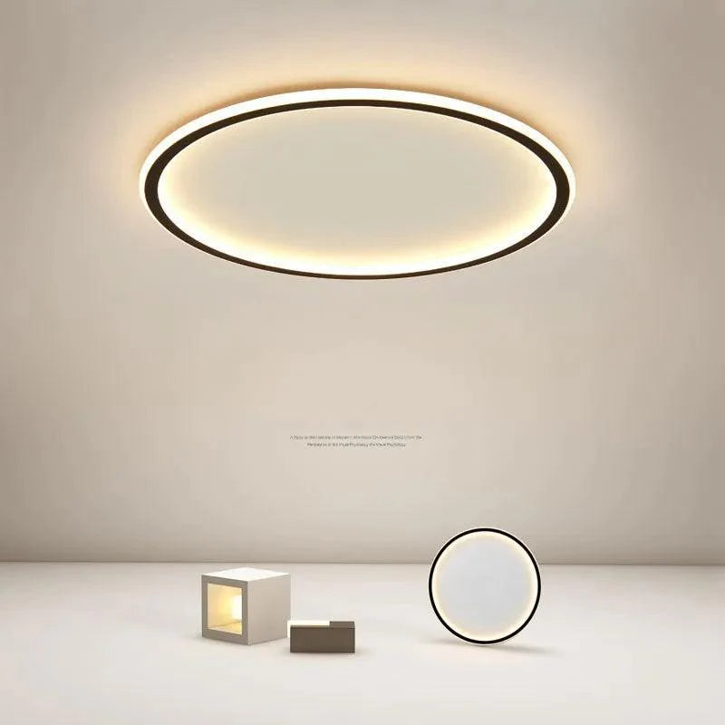 Stilrent interiørdesign med moderne grå taklampe; minimalistisk takbelysning for elegante rom.
