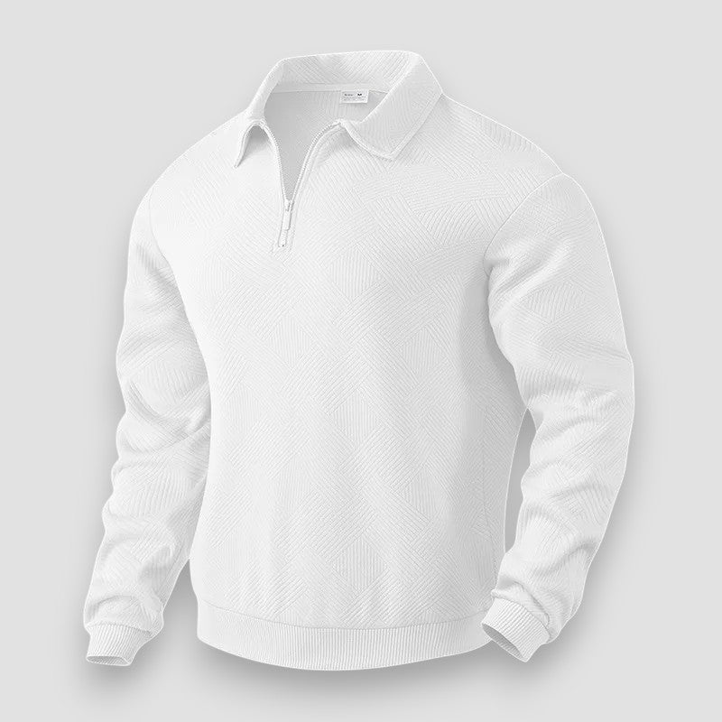 Komfortabel herre pikétrøye med moderne snitt og glidelåslukking. Ideell for en stilig og avslappet sommerlook.