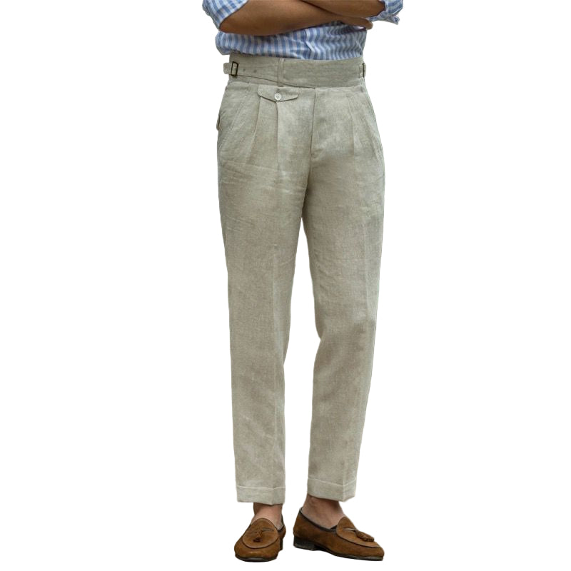 Moderne herre slim fit bukser med høy midje. Komfortable fritidsbukser for vår/sommer.