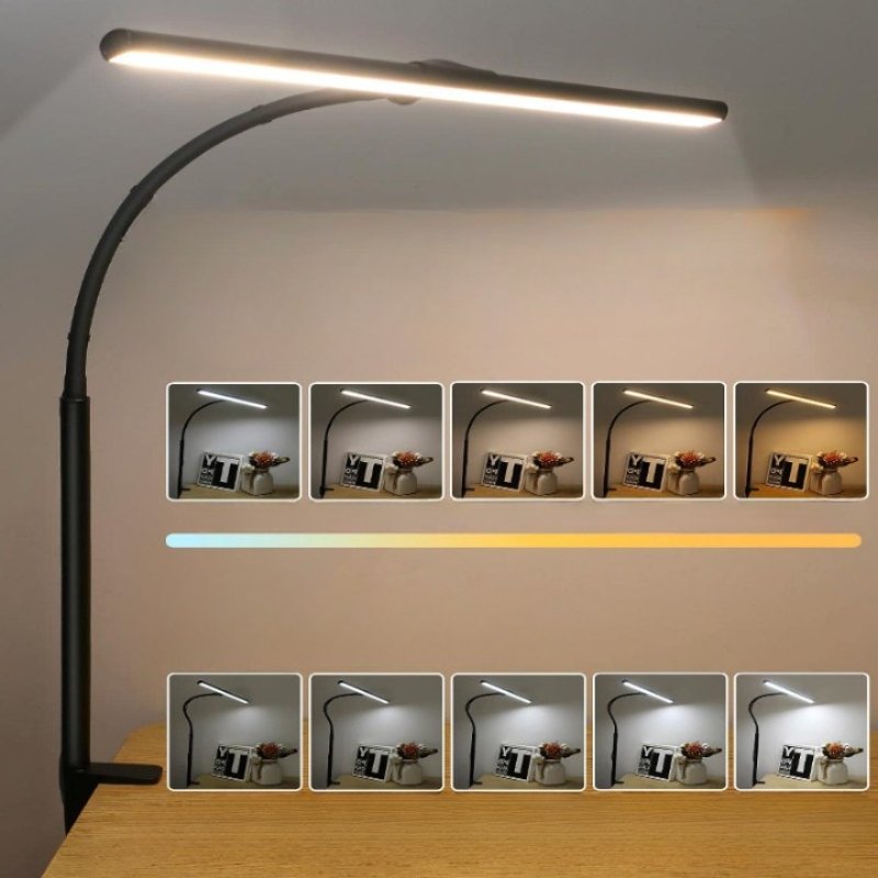 Energieffektiv LED-leselampe med fleksibel svanehals, ideell for kontorbelysning og skrivebord.
