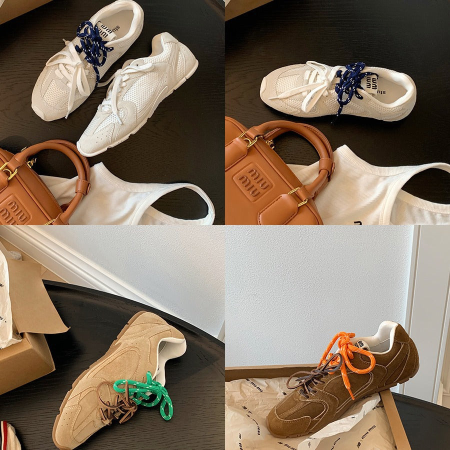 Moderne kvinne-sneakers i ventilert mesh, lett og komfortabel, med polstret såle og gummisåle for godt grep.