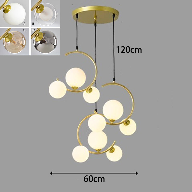 Moderne LED-pendellampe med justerbar høyde, akryl og glass, skaper luksuriøs stemning i stue eller spisestue.