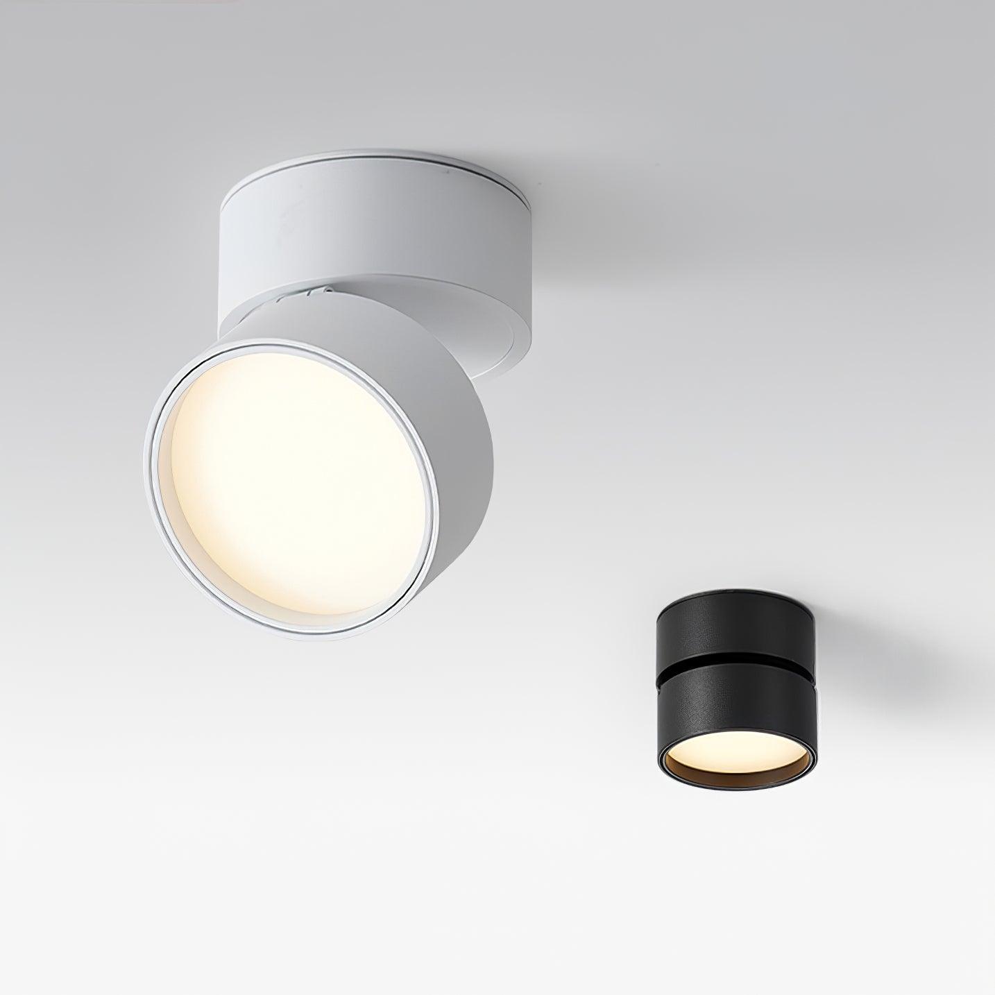 Moderne LED taklampe, roterbar, stilrent design, hvit-svart finish, 475x475, skjerper kunstverk, funksjonell belysning.