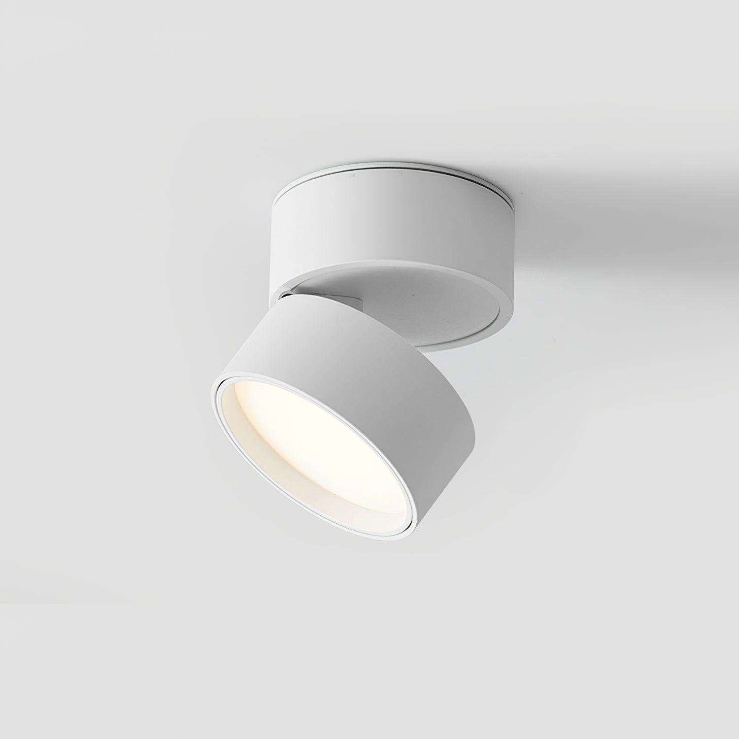 Moderne LED taklampe, roterbar, stilrent design, hvit-svart finish, 475x475, skjerper kunstverk, funksjonell belysning.
