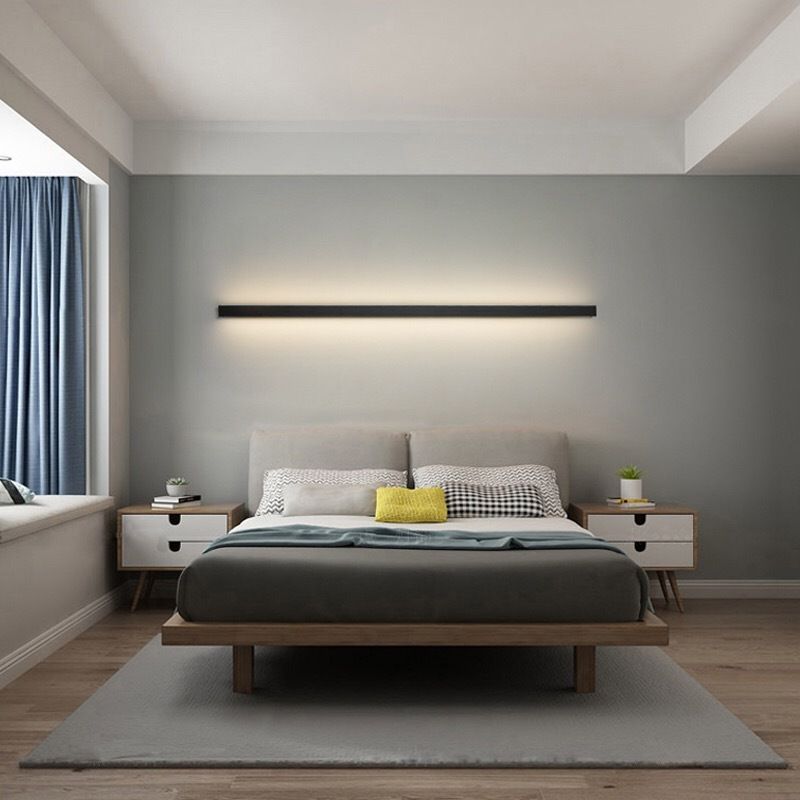 Svart, moderne LED vegglampe med minimalistisk design; perfekt for elegant interiørlys.