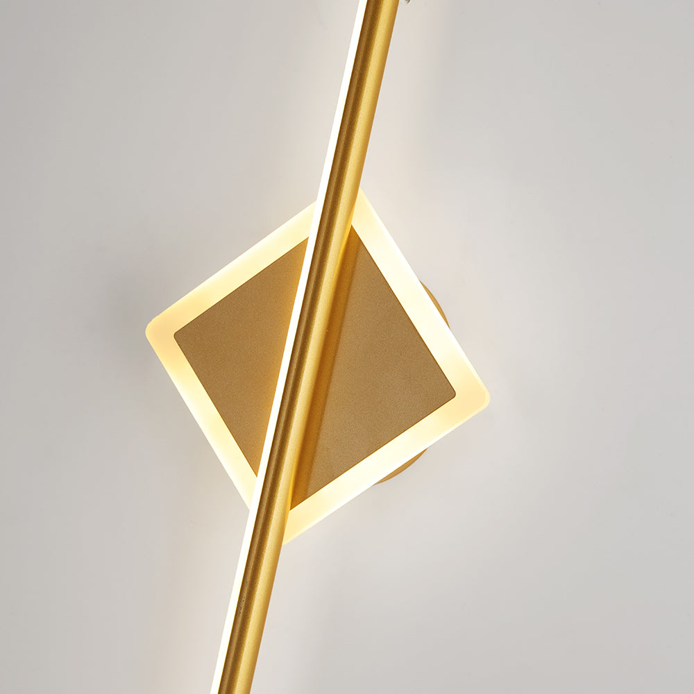 "Moderne LED vegglampe med rund og firkantet design, laget av metall og silikon, energieffektiv og stilfull."