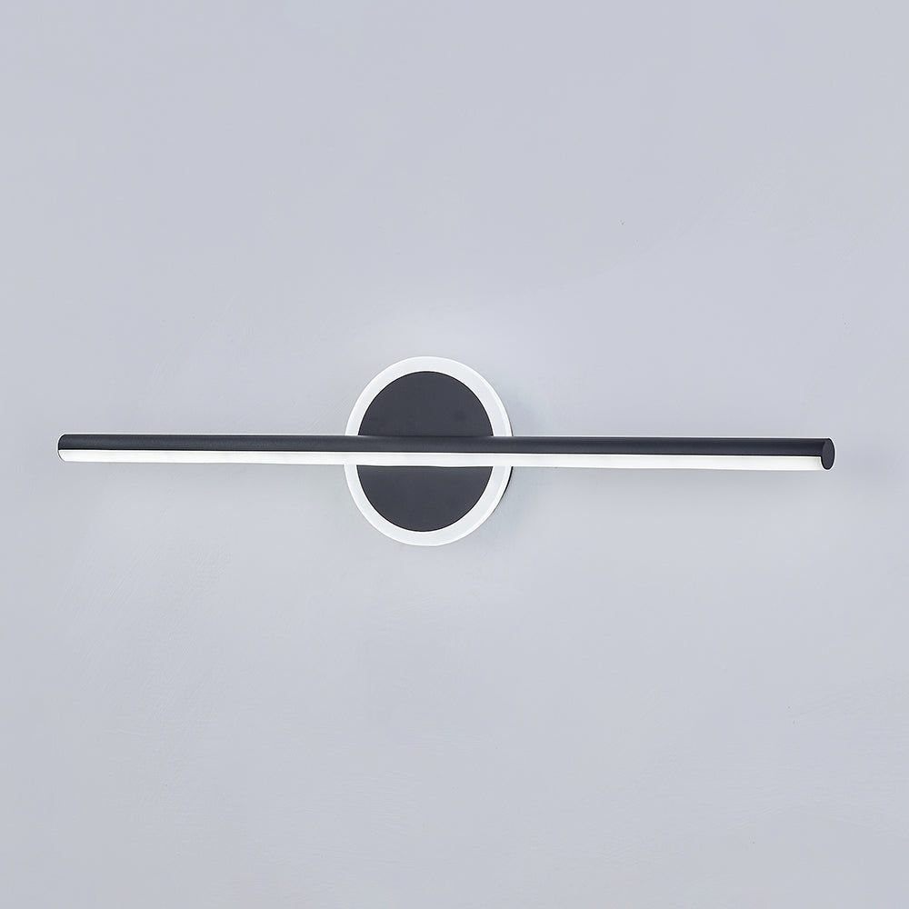 "Moderne LED vegglampe med rund og firkantet design, laget av metall og silikon, energieffektiv og stilfull."