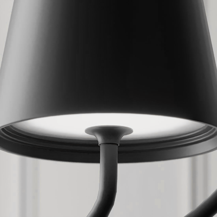 "Moderne oppladbar LED pendellampe i minimalistisk design, hvit skjerm, værbestandig, egnet for innendørs/utendørs bruk"