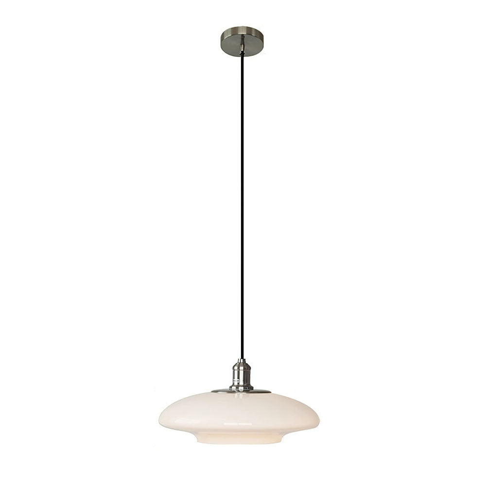 "Moderne pendellampe i hvitt glass, minimalistisk design, hvit finish, elegant belysning for hjem, stue eller kjøkken."