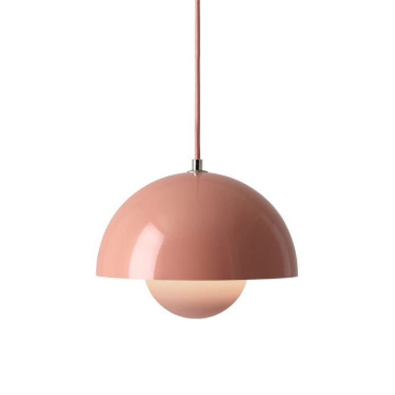 Pendellampe med rene linjer og blomsterpotte, moderne taklampe som passer et stilrent soverom.