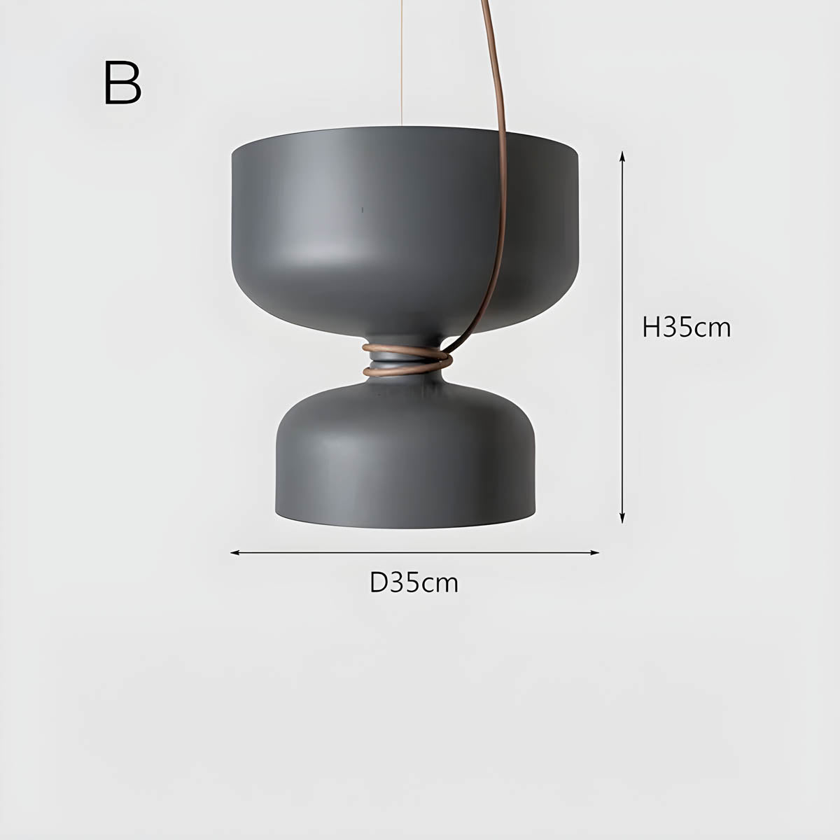 "Moderne pendellampe med geometrisk design, sirkulær form, og dristige kurver, perfekt for interiørbelysning."