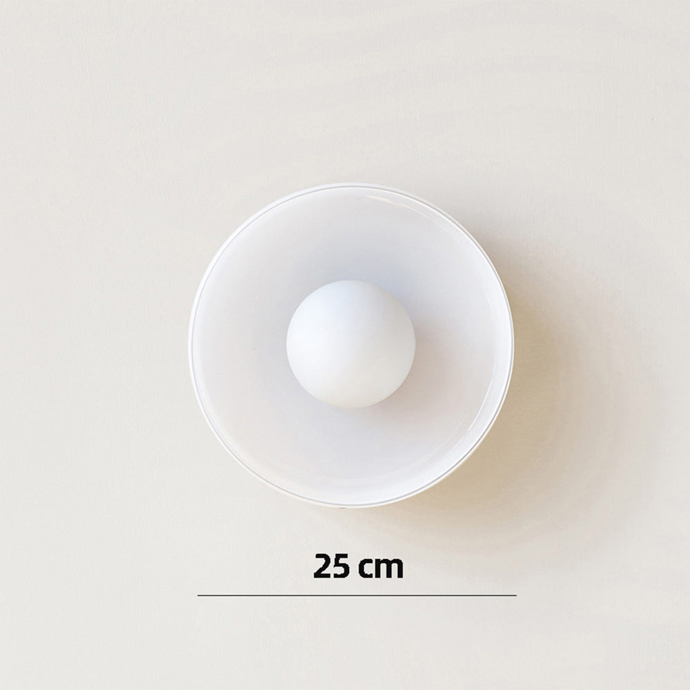 "Moderne rund taklampe med varm belysning, sofistikert glassdesign i grønn, hvit eller rosa matt finish."