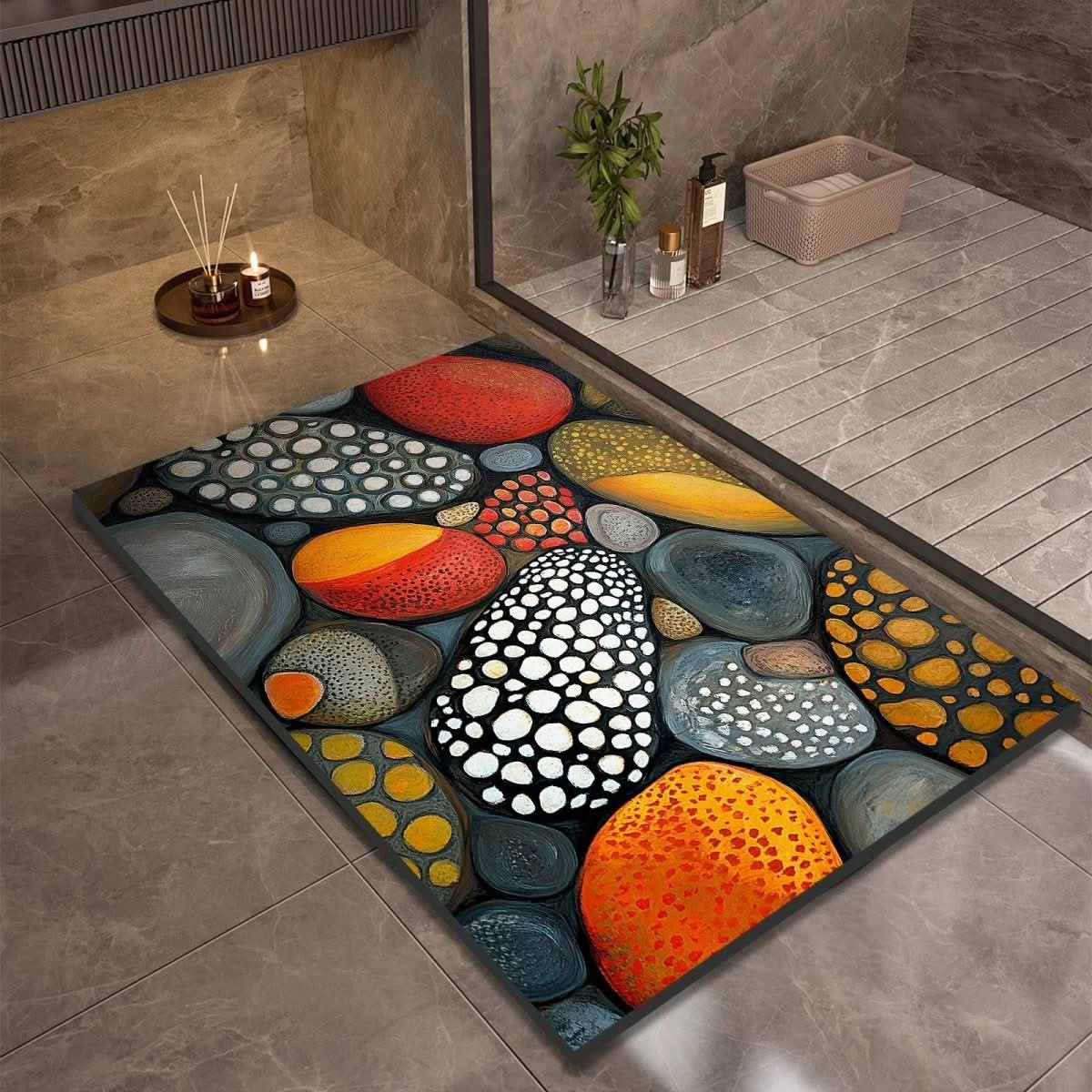 Moderne design badematte; myk, vannabsorberende og sklisikker for maksimal baderomskomfort.