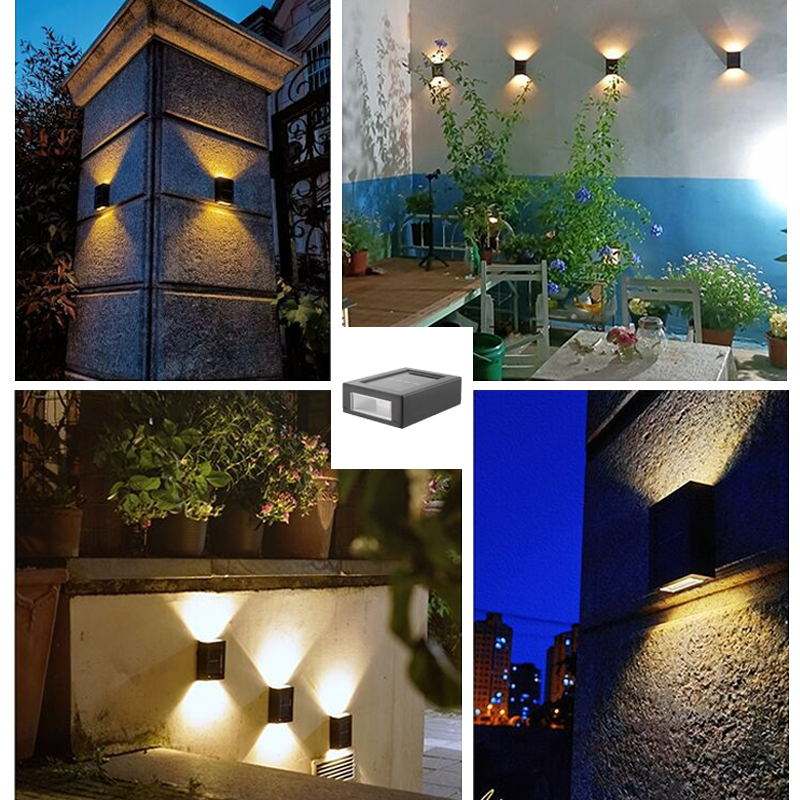 "Moderne solcelledrevet vegglampe i svart metall, IP65 vanntett, gir energieffektiv belysning for uteområdet ditt."