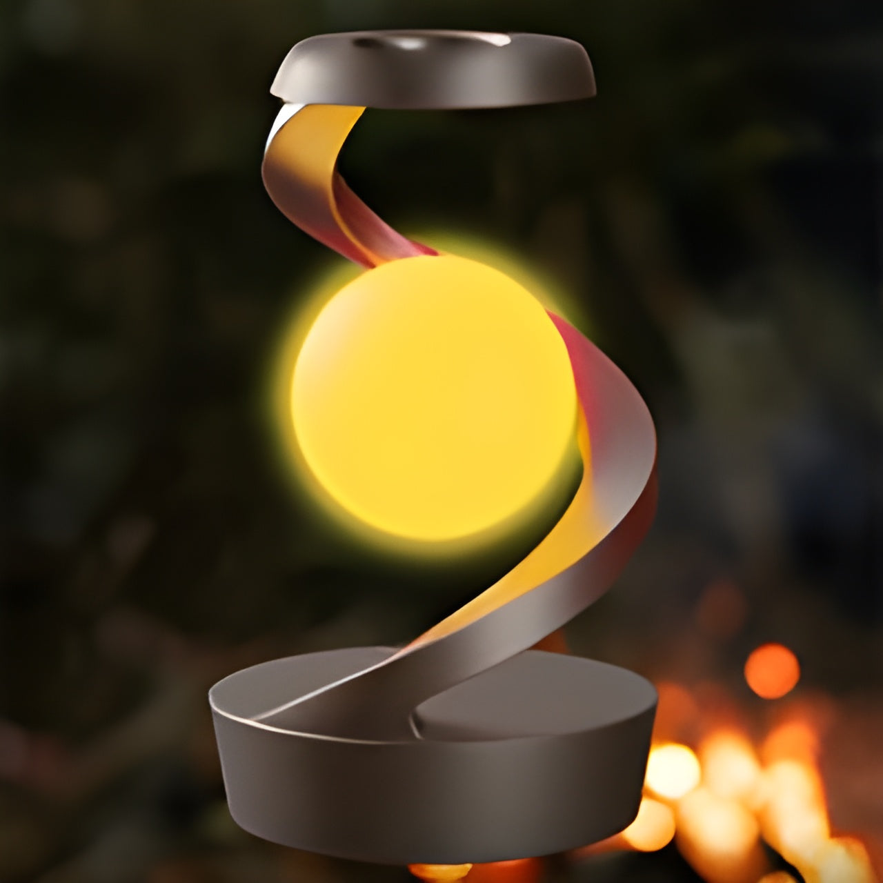 Futuristisk bordlampe: svevende LED-lys med elegant rotasjon og praktisk trådløs lading for hjemmet.