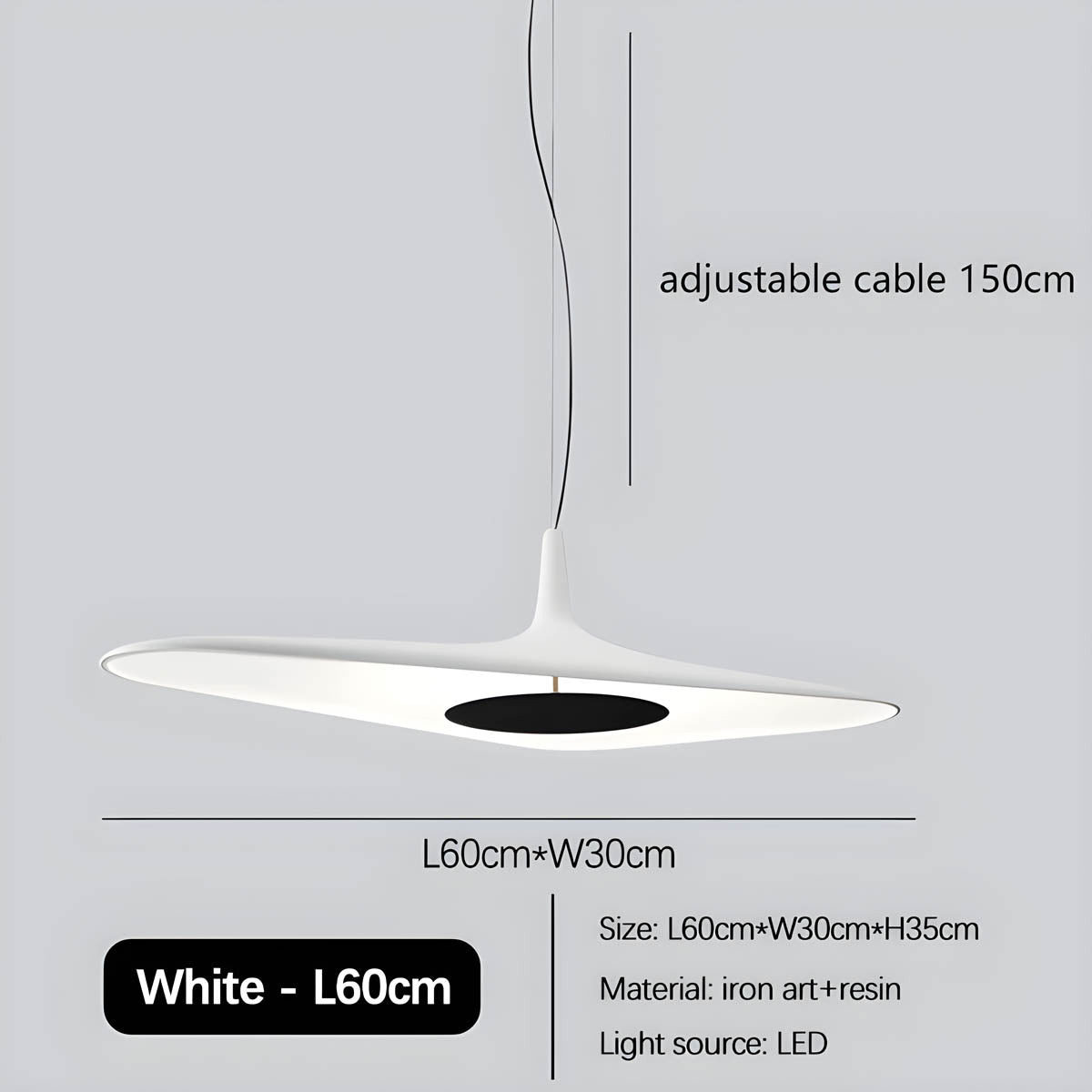 "Moderne TIPI pendellampe med unik design, slank form i hvit harpiks, perfekt for elegant innredning. Taklampe LED."