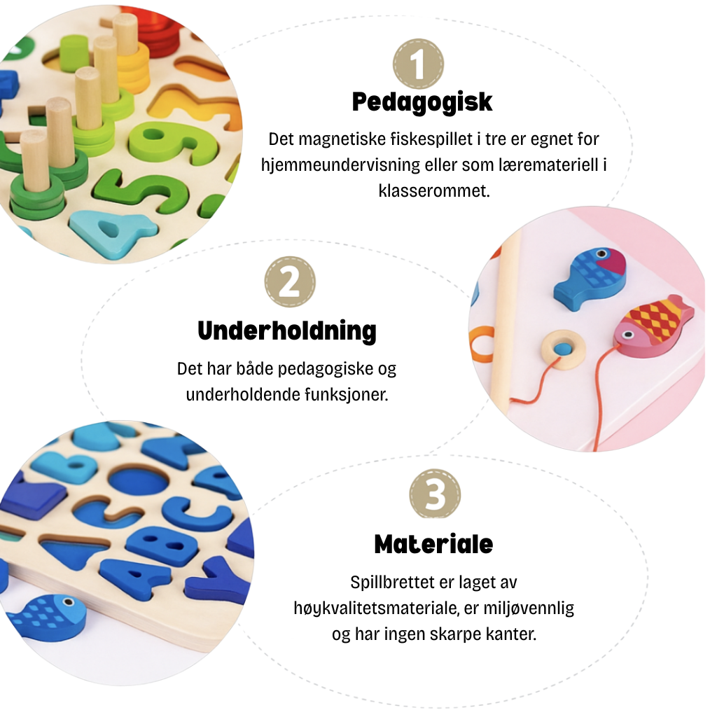 "Montessori lekebrett i tre, fargerikt, fremmer barns kognitive ferdigheter og utvikling gjennom trygg læring."