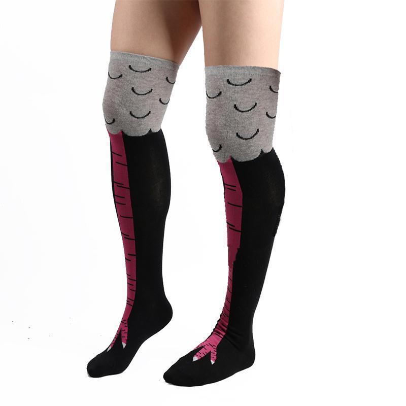 "Morsomme kyllingbensokker: Unisex kostymesokker, hvit, rosa, svart. Perfekt for fest. Velg stil: over-kneet eller kne-høy."