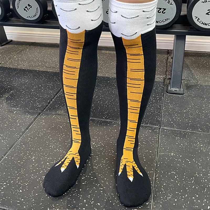 "Morsomme kyllingbensokker: Unisex kostymesokker, hvit, rosa, svart. Perfekt for fest. Velg stil: over-kneet eller kne-høy."