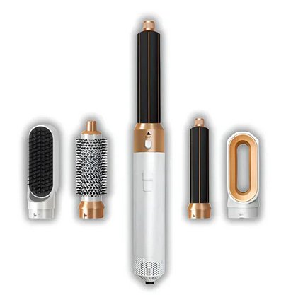 "Multifunksjonell 5-i-1 airstyler for proff hårstyling, med utskiftbare børstehoder og Coanda-effekt teknologi."