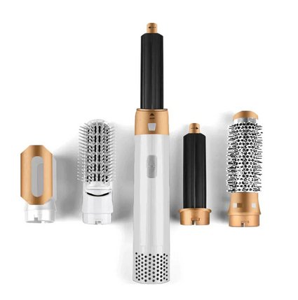 "Multifunksjonell 5-i-1 airstyler for proff hårstyling, med utskiftbare børstehoder og Coanda-effekt teknologi."