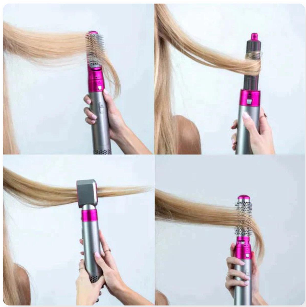 "Multifunksjonell 5-i-1 airstyler for proff hårstyling, med utskiftbare børstehoder og Coanda-effekt teknologi."