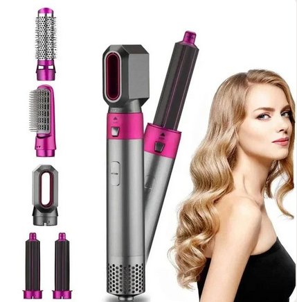 "Multifunksjonell 5-i-1 airstyler for proff hårstyling, med utskiftbare børstehoder og Coanda-effekt teknologi."