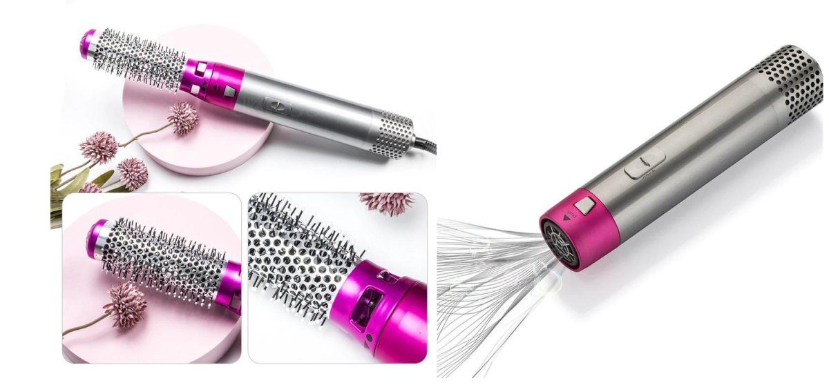 "Multifunksjonell 5-i-1 airstyler for proff hårstyling, med utskiftbare børstehoder og Coanda-effekt teknologi."