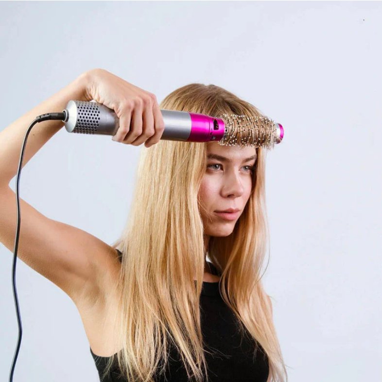 "Multifunksjonell 5-i-1 airstyler for proff hårstyling, med utskiftbare børstehoder og Coanda-effekt teknologi."