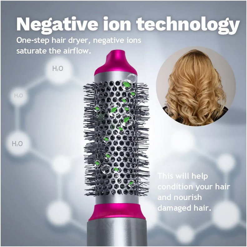"Multifunksjonell 5-i-1 airstyler for proff hårstyling, med utskiftbare børstehoder og Coanda-effekt teknologi."