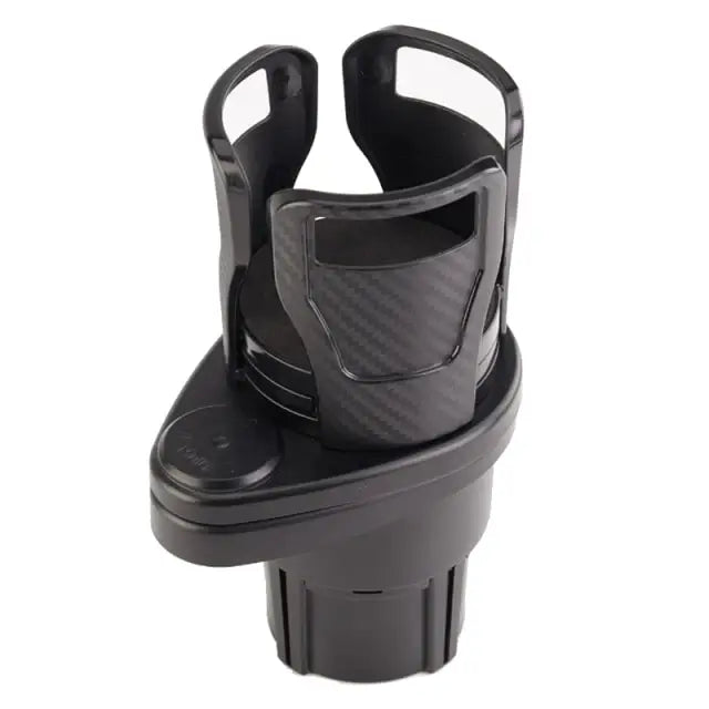 Praktisk bilkoppholder med flere rom. Perfekt for å holde kaffekopper, flasker og mobil på plass.