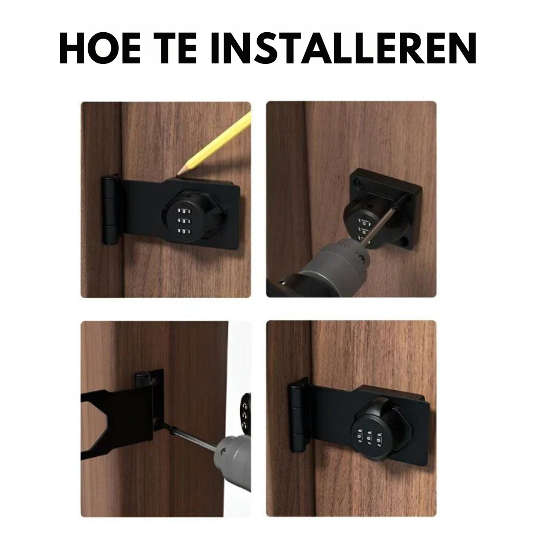 Solid nøkkelfri metallås med justerbar kode, gir trygg beskyttelse for skap og skuffer.