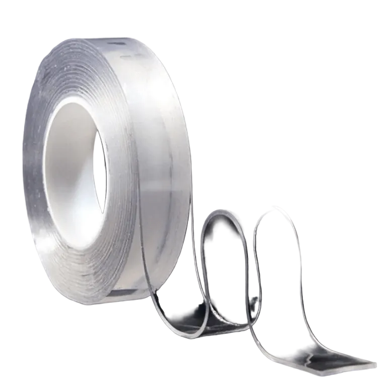 Nærbilde av nano teip i klar, gjenbrukbar dobbeltsidig type for hjemmebruk