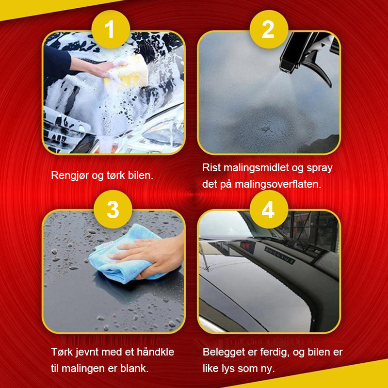 "Nano-spray for bilriper, reparer riper enkelt, brukervennlig flaske, blank finish, bilpleieinnovasjon, enkel påføring."