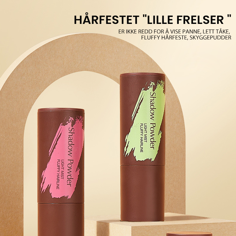 "Naturlig hårlinjekonturskyggepulver; skaper fylde; brun og svart variant; enkel påføring; ideell for tynt hår."
