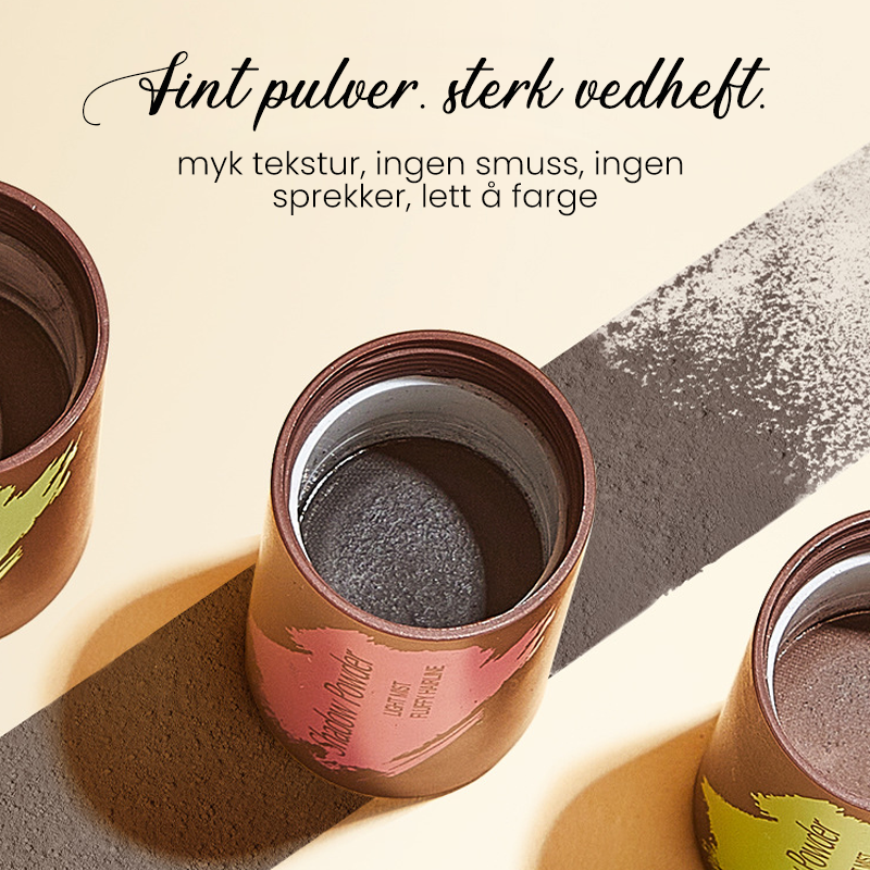 "Naturlig hårlinjekonturskyggepulver; skaper fylde; brun og svart variant; enkel påføring; ideell for tynt hår."