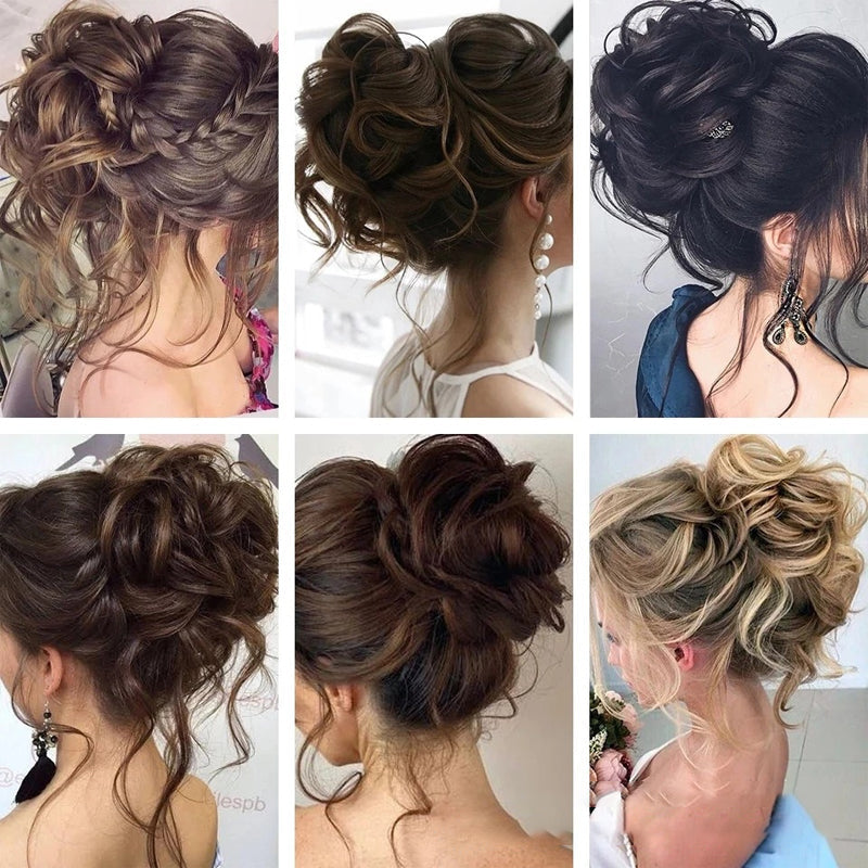 "Naturlig look volumskaper hestehalebolle: brun syntetisk hår med elastisk bånd, gir hårvolum og stil."
