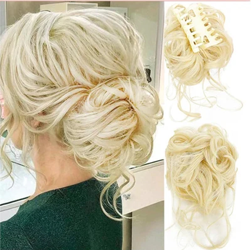 "Naturlig look volumskaper hestehalebolle: brun syntetisk hår med elastisk bånd, gir hårvolum og stil."