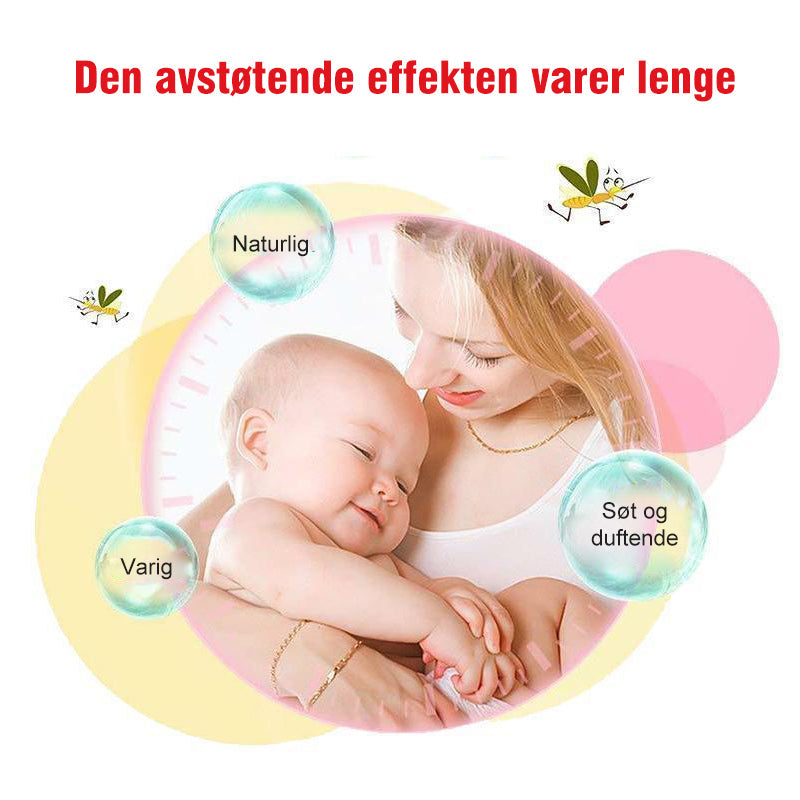 "Naturlige myggplaster, fargerike design, trygge for barn, urtebasert, festes på klær, kjemikaliefri beskyttelse"