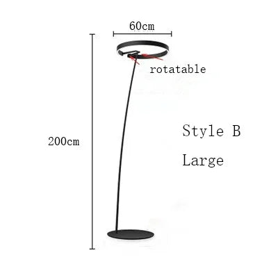 "Nordisk LED gulvlampe i minimalistisk design, tilgjengelig i gull, roségull og svart. Perfekt for moderne interiør."