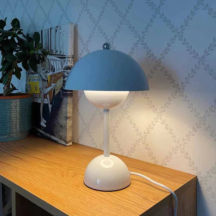 Dekorativ hvit soppbordlampe, justerbar lysstyrke for optimal stemningslys